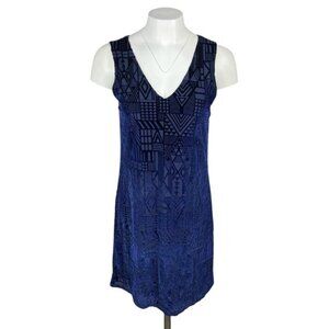EVERLY Velvet Geometric Dress Sz Large Blue